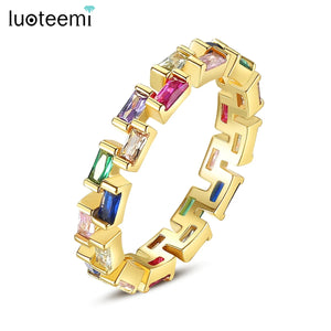 K-Pop Men's Rainbow CZ Finger Ring Girl Party