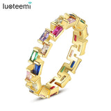 K-Pop Men's Rainbow CZ Finger Ring Girl Party