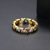 K-Pop Men's Rainbow CZ Finger Ring Girl Party