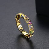 K-Pop Men's Rainbow CZ Finger Ring Girl Party
