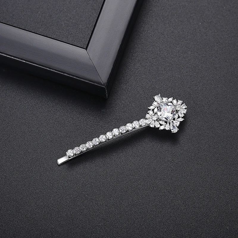 Clear Flower Crystals Hair Clips for Women Bridal Wedding