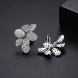 Leaf Shape Stud Earrings Flower CZ Bridal Wedding Jewelry