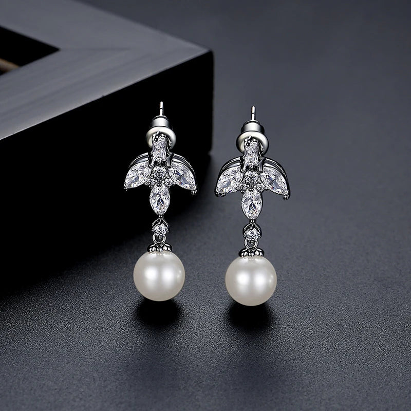 CZ Bridal Wedding Drop Earrings for Lover
