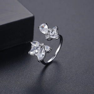 Zircon Leaf Open Ring For Women Unique Accessories For Lady Party Girls