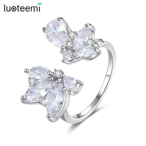 Zircon Leaf Open Ring For Women Unique Accessories For Lady Party Girls