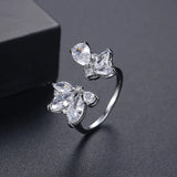 Zircon Leaf Open Ring For Women Unique Accessories For Lady Party Girls