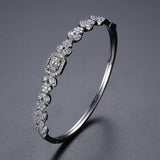 CZ Leaf Bangle for Women Silver Wedding Bridal Accessories