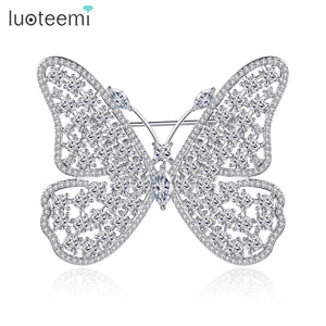 Butterfly CZ Bridal Cloth Brooch for Wedding
