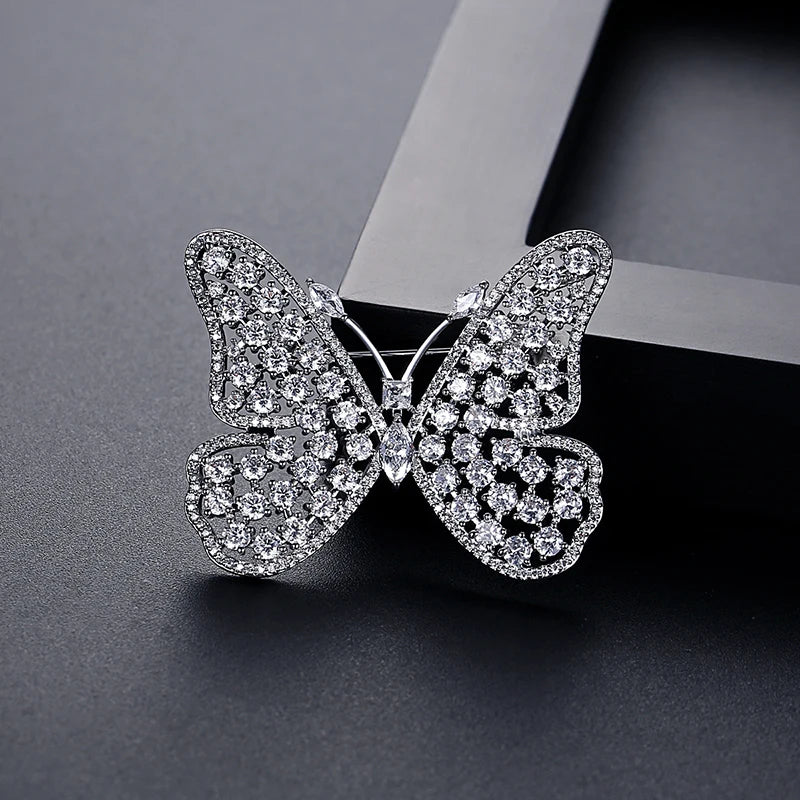 Butterfly CZ Bridal Cloth Brooch for Wedding