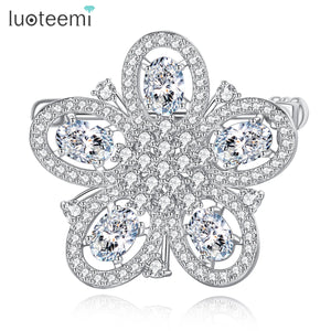 Flower Personalized Brooch for Women Cubic Zircon Bridal Wedding Pin