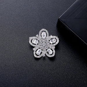 Flower Personalized Brooch for Women Cubic Zircon Bridal Wedding Pin
