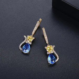 Cat Hoop Earrings CZ Animal Jewelry