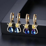 Cat Hoop Earrings CZ Animal Jewelry