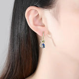 Cat Hoop Earrings CZ Animal Jewelry