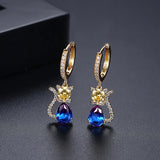 Cat Hoop Earrings CZ Animal Jewelry