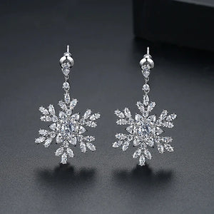 Snowflake Drop Earrings Wedding Party Jewelry Boucles D Oreille Femme Bijoux