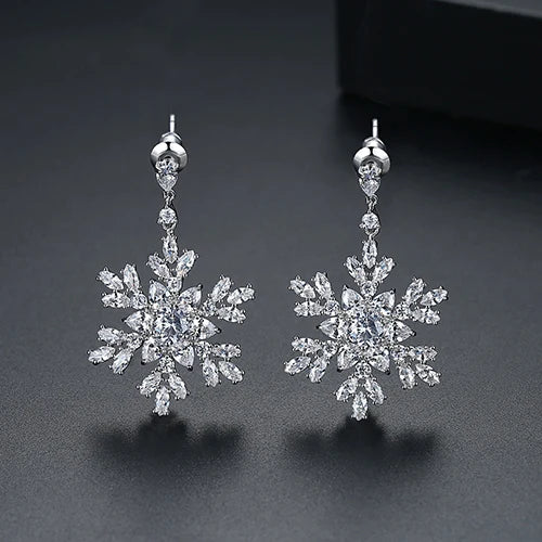 Snowflake Drop Earrings Wedding Party Jewelry Boucles D Oreille Femme Bijoux