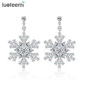 Snowflake Drop Earrings Wedding Party Jewelry Boucles D Oreille Femme Bijoux