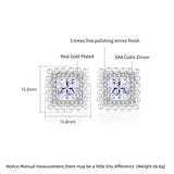 Square CZ Stud Earrings with Small Pearls Inlay Wedding Bridal Jewelry