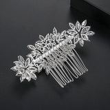 Bridal Hair Comb Crystal Flower CZ Pin