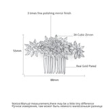 Bridal Hair Comb Crystal Flower CZ Pin