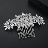 Bridal Hair Comb Crystal Flower CZ Pin
