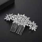 Bridal Hair Comb Crystal Flower CZ Pin