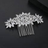 Bridal Hair Comb Crystal Flower CZ Pin