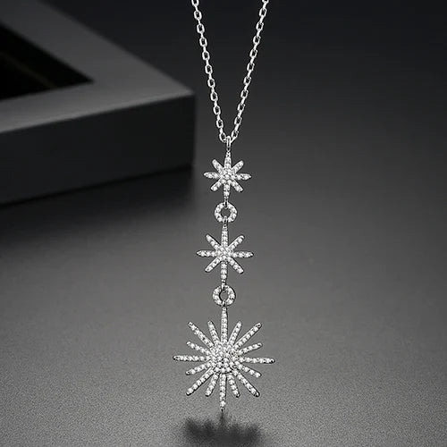 Women's CZ Star Statement Pendant Necklace for Love Gift