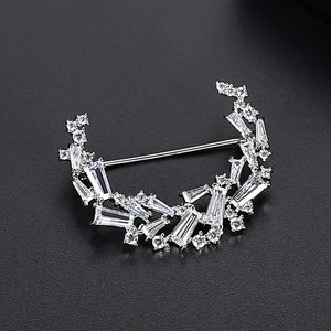 Moon CZ Brooch Women Dress Coat Pin Accessories