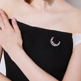 Moon CZ Brooch Women Dress Coat Pin Accessories
