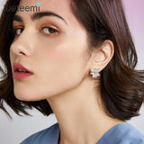 Flower Stud Earrings CZ Jewelry for Women Wedding Party Brincos Two Colors