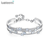 Layer Statement CZ Bracelets Bangles for Women Wedding Engagement Jewelry