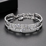 Layer Statement CZ Bracelets Bangles for Women Wedding Engagement Jewelry