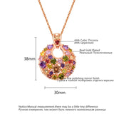 Round Shape Pendant Multicolor CZ Rose Necklace Wedding Party Love Gift