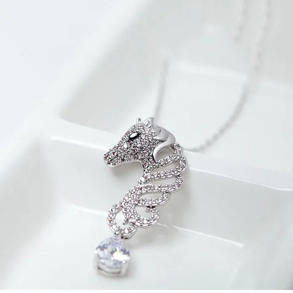 Animal Horse Pendant Statement Necklace for Women