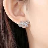 Romantic Bow-knot AAA CZ Stud Earrings for Women Wedding Jewelry