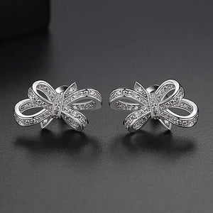 Romantic Bow-knot AAA CZ Stud Earrings for Women Wedding Jewelry
