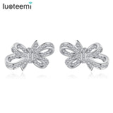 Romantic Bow-knot AAA CZ Stud Earrings for Women Wedding Jewelry