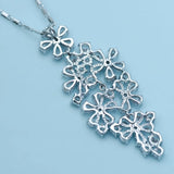 CZ Crystal Flower Necklace for Women Wedding Bridal Love Gift