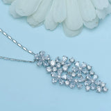 CZ Crystal Flower Necklace for Women Wedding Bridal Love Gift