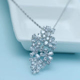 CZ Crystal Flower Necklace for Women Wedding Bridal Love Gift