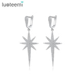 Sparkling Star CZ Big Hoop Earrings for Women Hiphop Punk Style