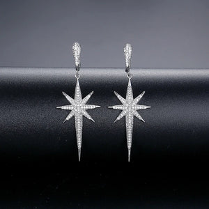 Sparkling Star CZ Big Hoop Earrings for Women Hiphop Punk Style