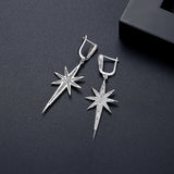 Sparkling Star CZ Big Hoop Earrings for Women Hiphop Punk Style