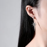 Sparkling Star CZ Big Hoop Earrings for Women Hiphop Punk Style