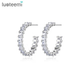 Bohemian Square CZ Hoop Earrings - Bridal Accessory