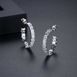Bohemian Square CZ Hoop Earrings - Bridal Accessory
