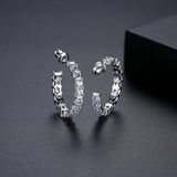 Bohemian Square CZ Hoop Earrings - Bridal Accessory