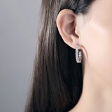 Bohemian Square CZ Hoop Earrings - Bridal Accessory